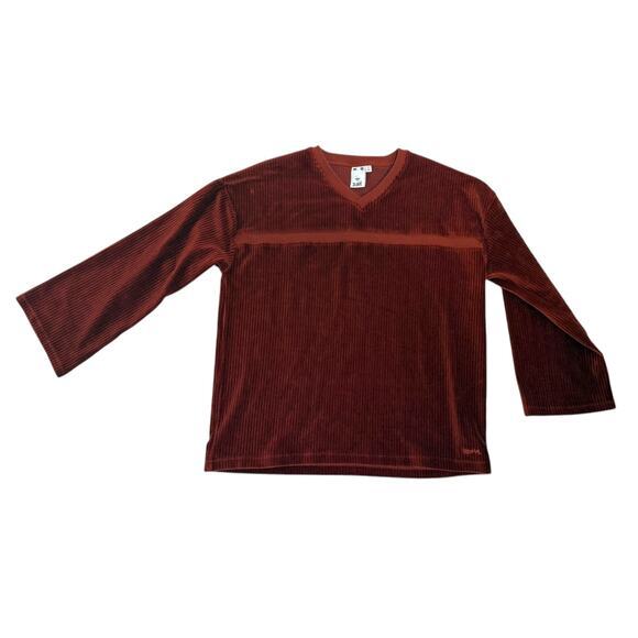 X-Girl Ribbed Velour V Neck Pull Over Size Small Oversized Rust‎ Color - Picture 1 of 6